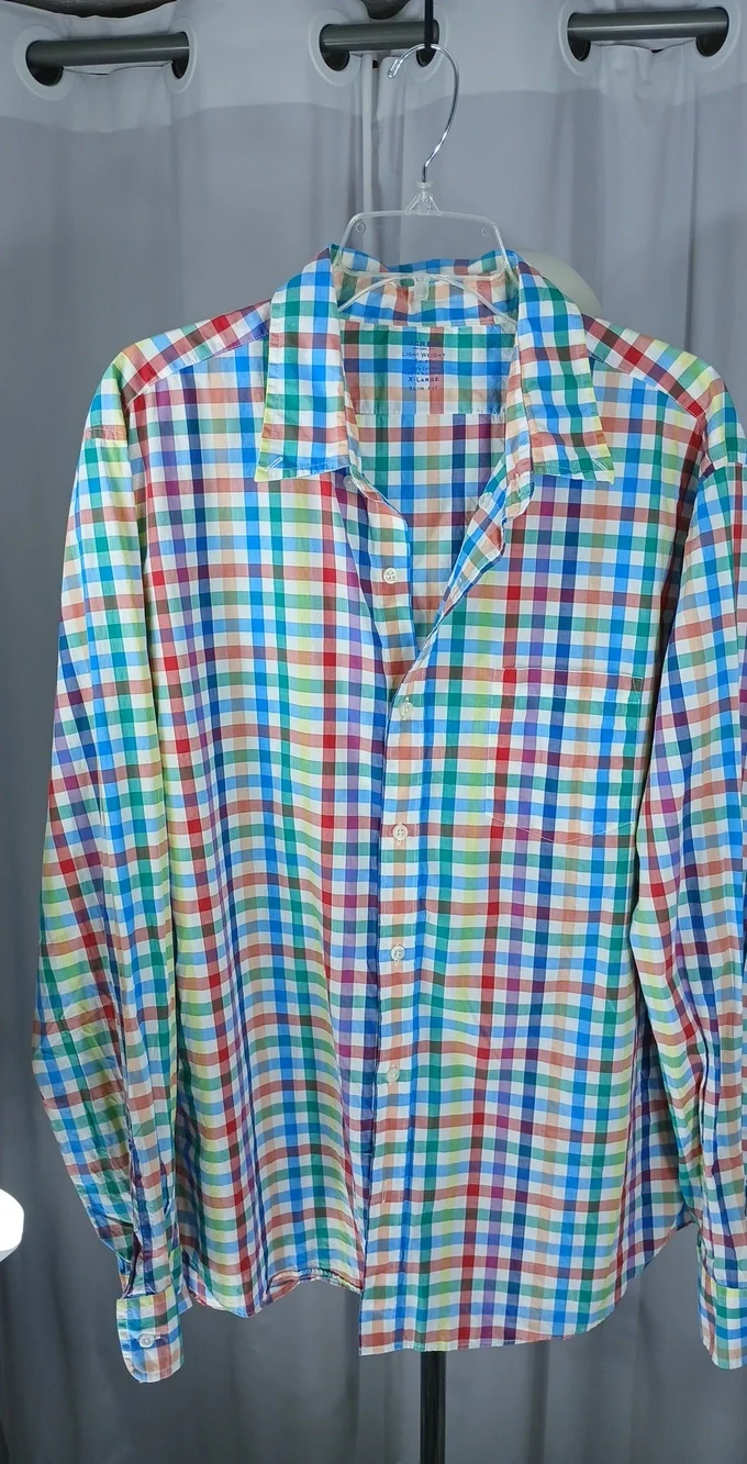 J. Crew Men's Multicolor XL Plaid Button-Down Shirt - Blue, Green, Red, Yellow